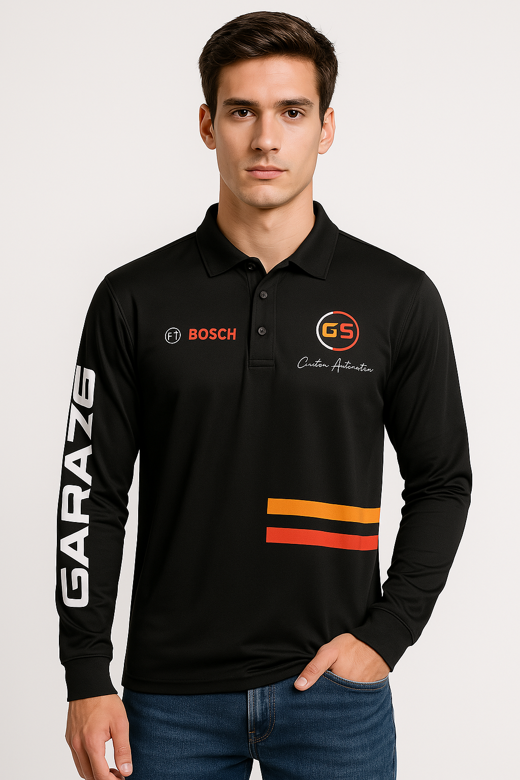 Polo camisero tela manga larga dri sublimado